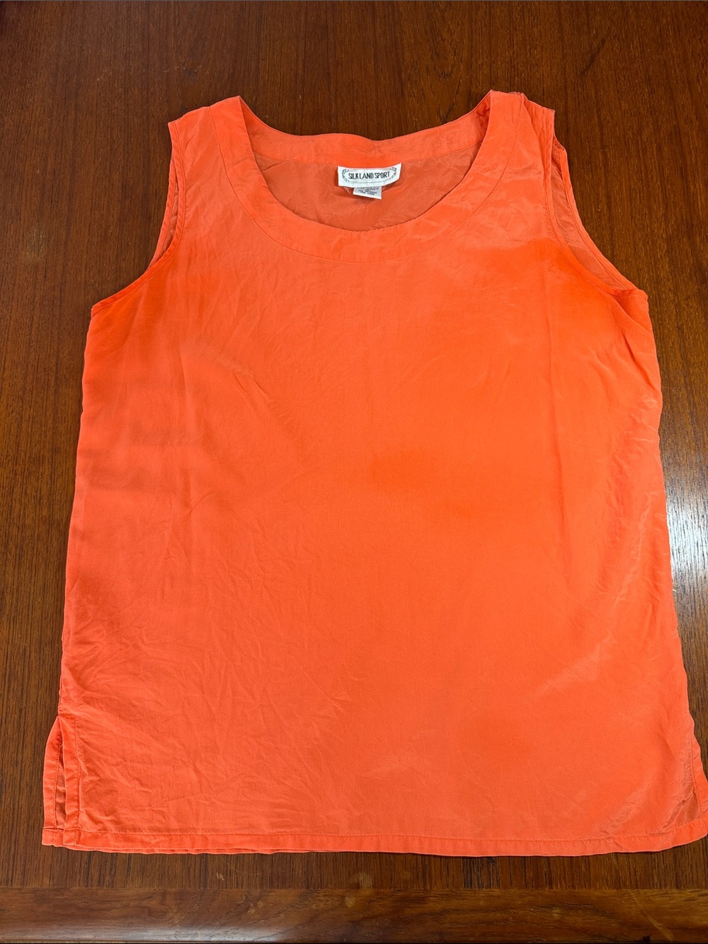 True Vintage SilkLand Bright Orange Sleeveless Silk Shell
